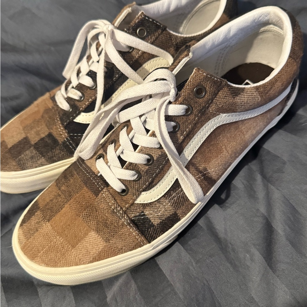 Vans Checkered Brown and White Sneakers